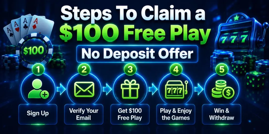 Steps To Claim a $100 Free Play No Deposit Offer